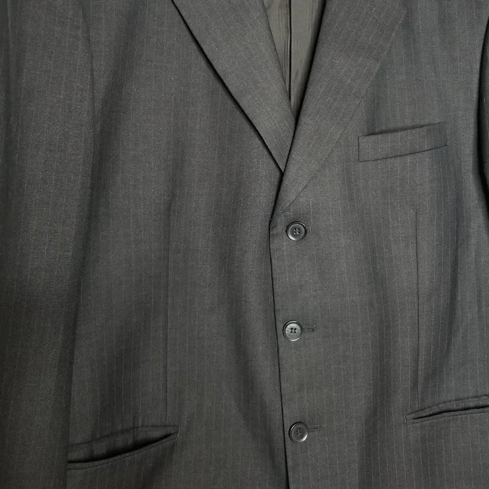 Vinci Pinstripe Button Front Suit Jacket Black XL